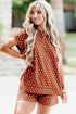 Brown Polka Dot Print Short Set