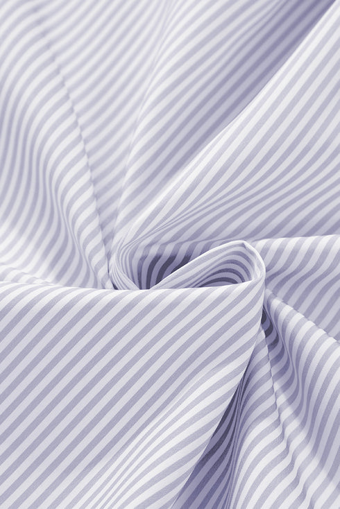 Orchid Petal Striped Shirred Cuff Buttoned Loose Fit Shirt