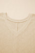 Golden Fleece Pointelle Rhombus Knit Plus Size V Neck Loose Top