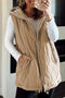 Pale Khaki Quilted Padded Casual Winter Jacket Vest with Fleece Lining
