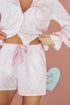 Pink Bow Lattice Print Bow Ties 2pcs Pajama Set