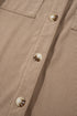 Pale Khaki Hooded Drawstring Pockets Corduroy Shacket