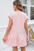 Apricot Pink Solid Color Cap Sleeve Drop Waist T Shirt Dress