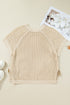 Apricot Plus Size Open Knit Bow Tie Short Sleeve Sweater