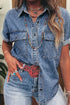 Ashleigh Blue Button Flap Pocket Cuffed Short Sleeve Denim Shirt