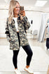 Green Camo Chest Pockets Loose Jean Jacket