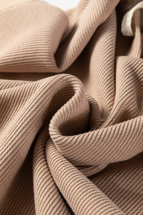 Casual Thermal Textured Lace Drawstring Baggy Hoodie