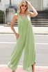 Grass Green Sleeveless V Neck Pocketed Wide Leg Jumpsuit