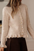 Oatmeal Ruffle Trim Gold Button Sweater Cardigan