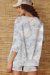Gray Camo Leaves Print V Neck Pullover Top and Shorts 2pcs Outfit Set