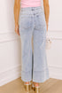 Beau Blue Mid Rise Pearl Embellished Split Wide Leg Jeans