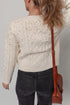 Beige Cable Knit Pearl Embellished Sweater