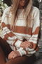 white-striped-knit-puff-sleeve-casual-sweater