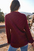Red Dahlia Solid Color Textured Knit High Neck Drop Shoulder Sweater