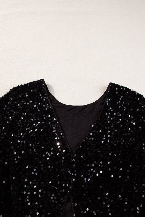 black-sequin-long-sleeve-cutout-back-top