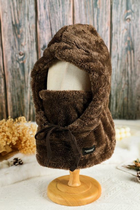 Coffee Winter Sherpa Ski Mask Windproof Hood