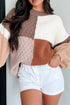 Coffee Mix Texture Colorblock Knit Baggy Sweater