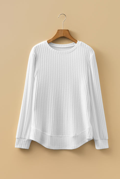 white ribbed knit top
