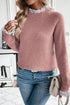 Fushia Contrast Lace Frilled Trim Raglan Sleeve Sweater