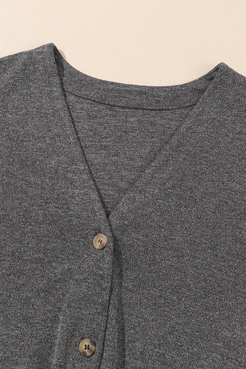 Dandelion Print Button Long Sleeve Cardigan