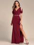 Dazzling Glittery Evening Gown with Cold Shoulder and Puff Sleeves