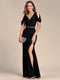 Dazzling Glittery Evening Gown with Cold Shoulder and Puff Sleeves