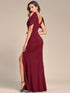 Dazzling Glittery Evening Gown with Cold Shoulder and Puff Sleeves