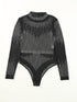Dazzling Rhinestone Embellished Sheer Mesh Long Sleeve Bodysuit