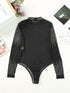 Dazzling Rhinestone Embellished Sheer Mesh Long Sleeve Bodysuit