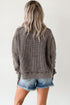 Dark Brown Mineral Wash Exposed Seam Patchwork Knit Open Sweater Cardigan
