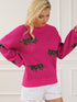rose-red-fierce-animal-pattern-casual-knitted-sweater