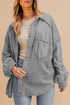 Medium Grey Waffle Knit Patchwork Exposed Seam Loose Shacket
