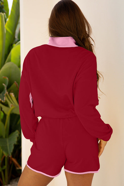 half button sweatshirt short set