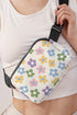 White Dainty Flower Printed Canvas Crossbody Bag