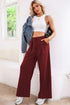 Burgundy Tied Elastic High Waist Pleated Detail Solid Sweatpants