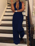 Deep V-Neck Halter Bare Back Jumpsuit
