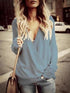 Deep V-Neck Long Sleeve Knitted Sweater