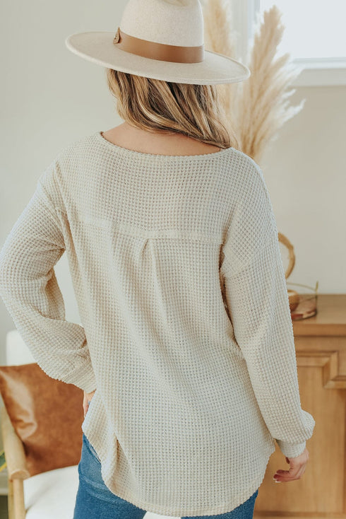 Deep V-Neck Long Sleeve Knitted Sweater