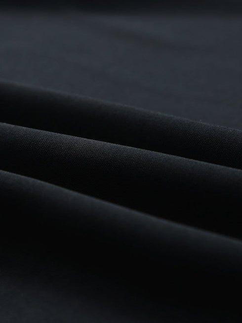 Delicate Black Lace-Trimmed V-Neck Blouse with Short Sleeves