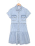 Denim Lapel Loose Buttoned Short-Sleeve Dress