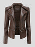 Detachable Hem Long Sleeve Fashion Leather Jacket