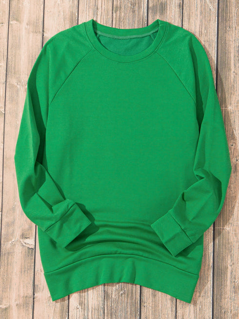 green-solid-round-neck-raglan-sleeve-sweatshirt