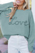 Canton Corded Love Script Graphic Baggy Sweater