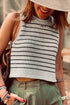 black-stripe-raw-edge-crew-neck-knitted-vest