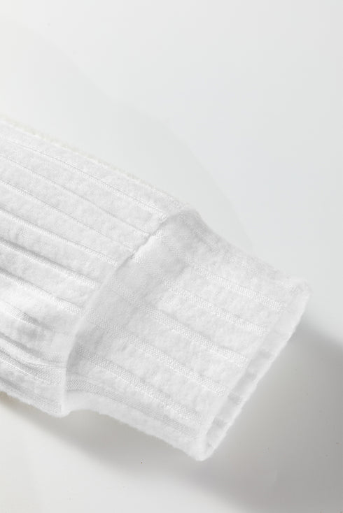 white ribbed knit top