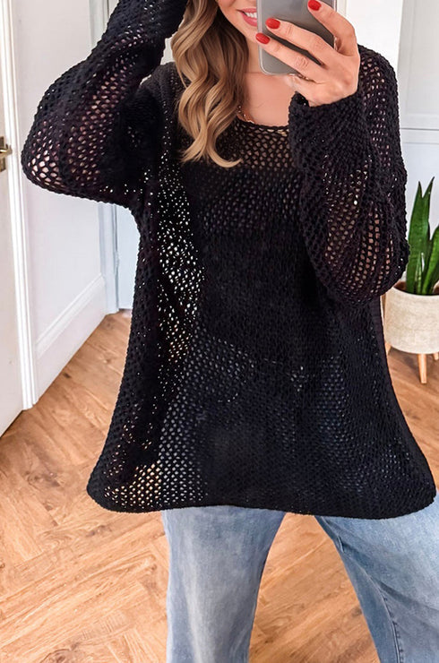 black crochet sweater