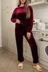 fiery-red-solid-velvet-two-piece-lounge-set