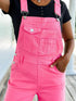 Distressed Pink Denim Overall with Wide Leg
