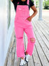 Distressed Pink Denim Overall with Wide Leg