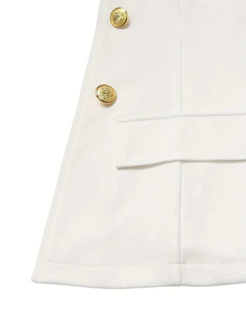 Double-breasted Lapel Blazer & Slim Pants Set for Women's Business Attire